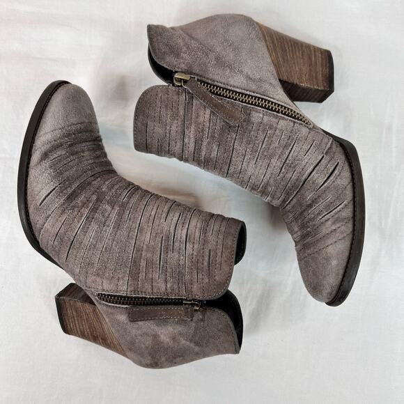 Paul Green Malibu Bootie UK 3.5 US 6 Sliced Brush Smoke Gray Nubuck Leather Zip - Picture 6 of 12